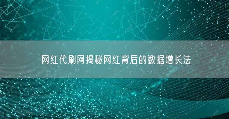 网红代刷网揭秘网红背后的数据增长法
