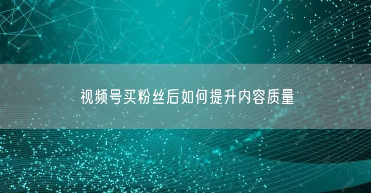 视频号买粉丝后如何提升内容质量